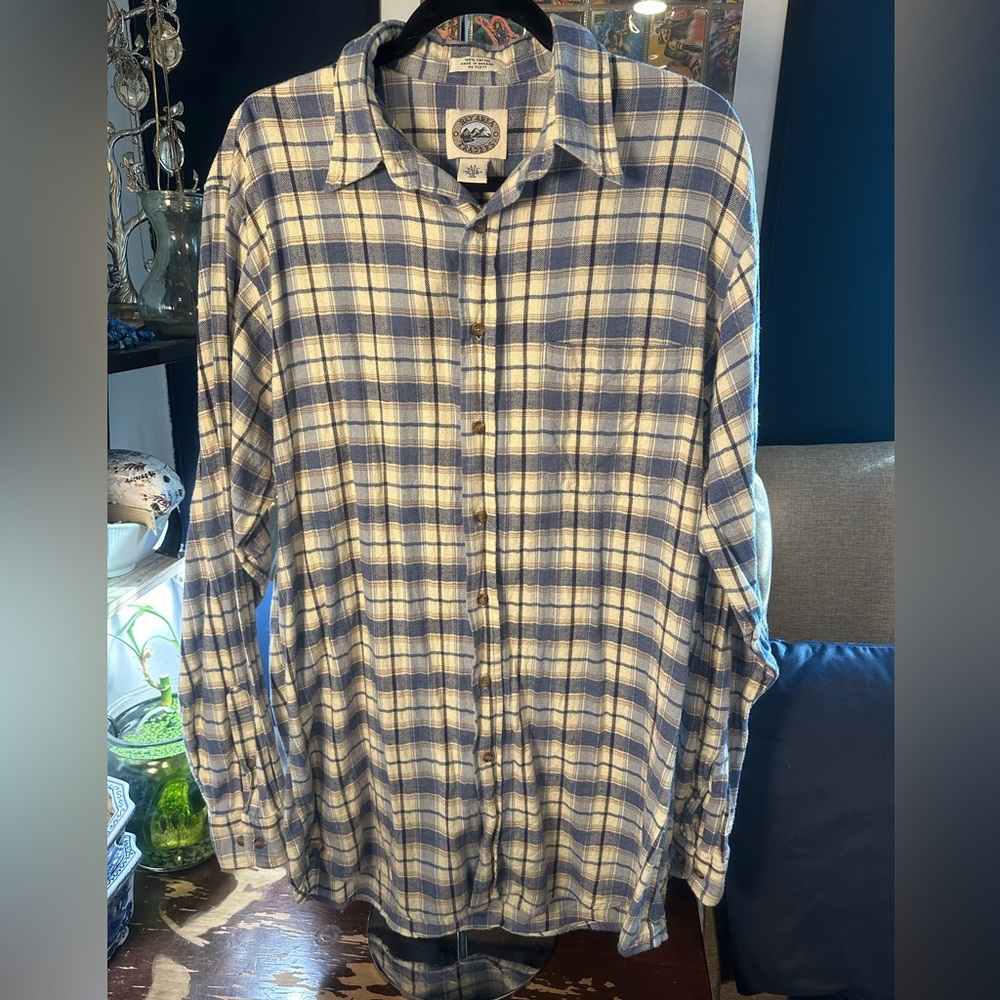 Bay Area Traders Men’s Button Down 100% Cotton Tall Flannel Size Large